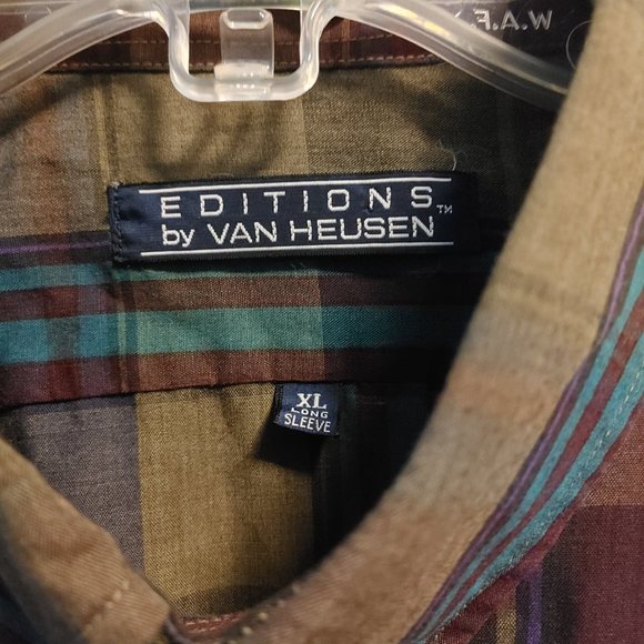 Van Heusen Editions Mens Shirt Plaid Long Sleeve Button Down X-Large - Picture 6 of 6